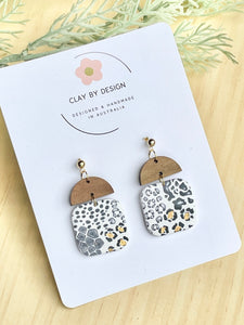 Animal print and wood dangles