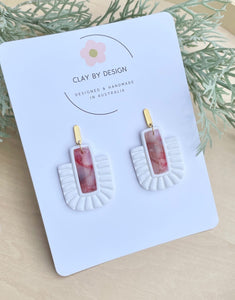 White & red marble fan dangles