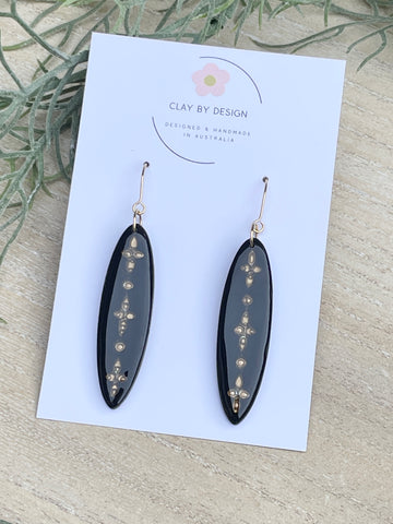 Black & gold oval detail dangles