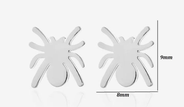Silver spider stainless steel stud add ons - 1 pair
