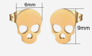 GOLD Skull stainless steel stud add ons - 1 pair