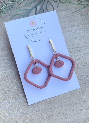 Modern dusty terracotta square dangles