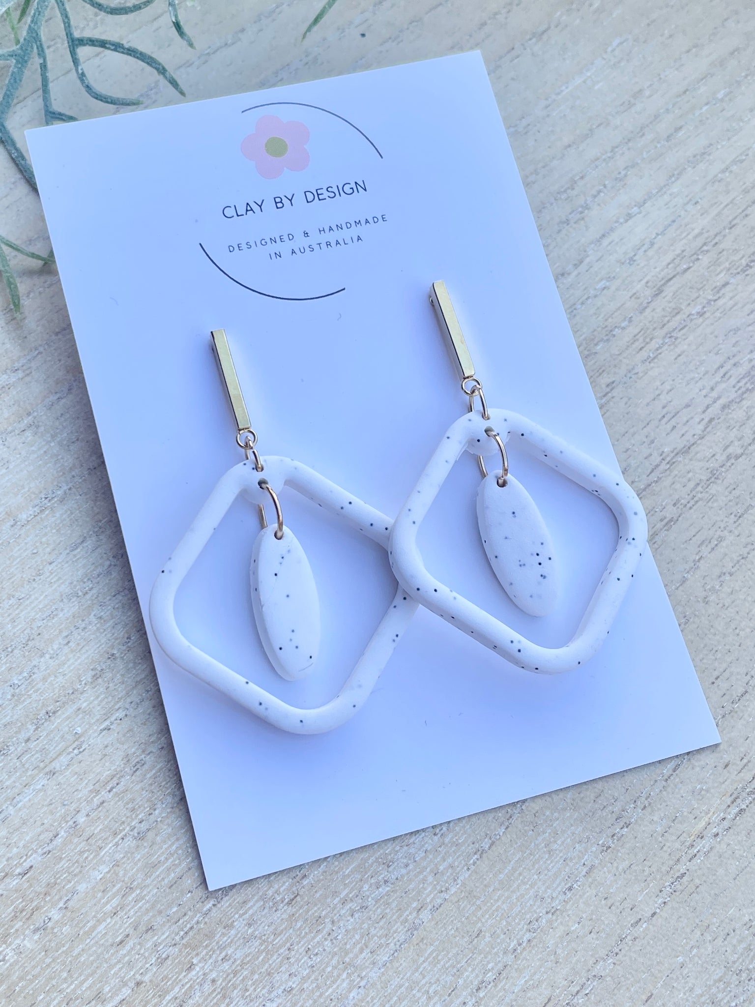 Modern dusty white granite square dangles