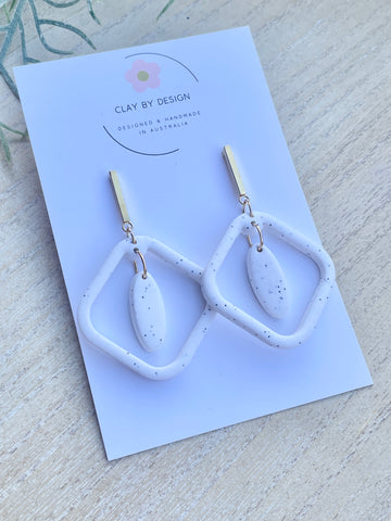 Modern dusty white granite square dangles