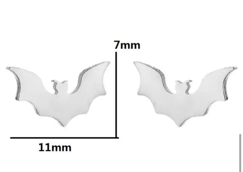 Silver bat stainless steel stud add ons - 1 pair