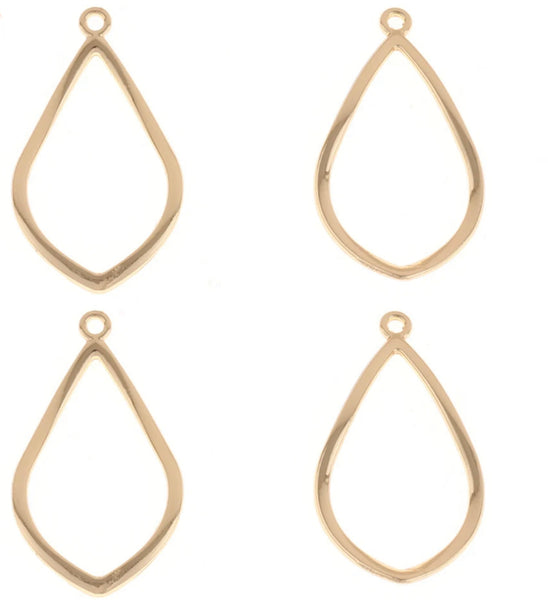Pointed tear drop gold plated charms x 6 pieces