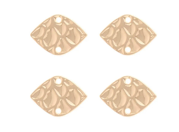 Small gold plated hammered connectors 1cm x 1.4cm charms x 8 pieces