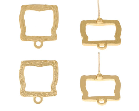 Gold plated square stud tops x 8 pieces