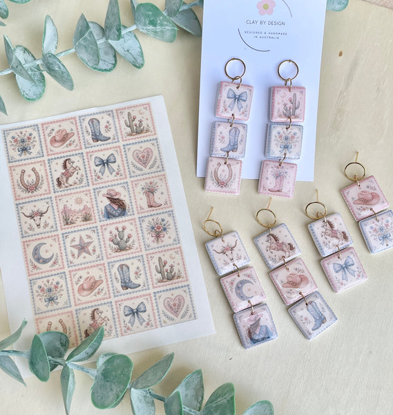 Boho western cowgirl tiles Image transfer paper