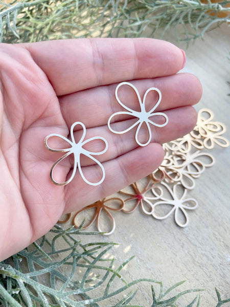Hollow light gold plated flower charms x 4 pieces