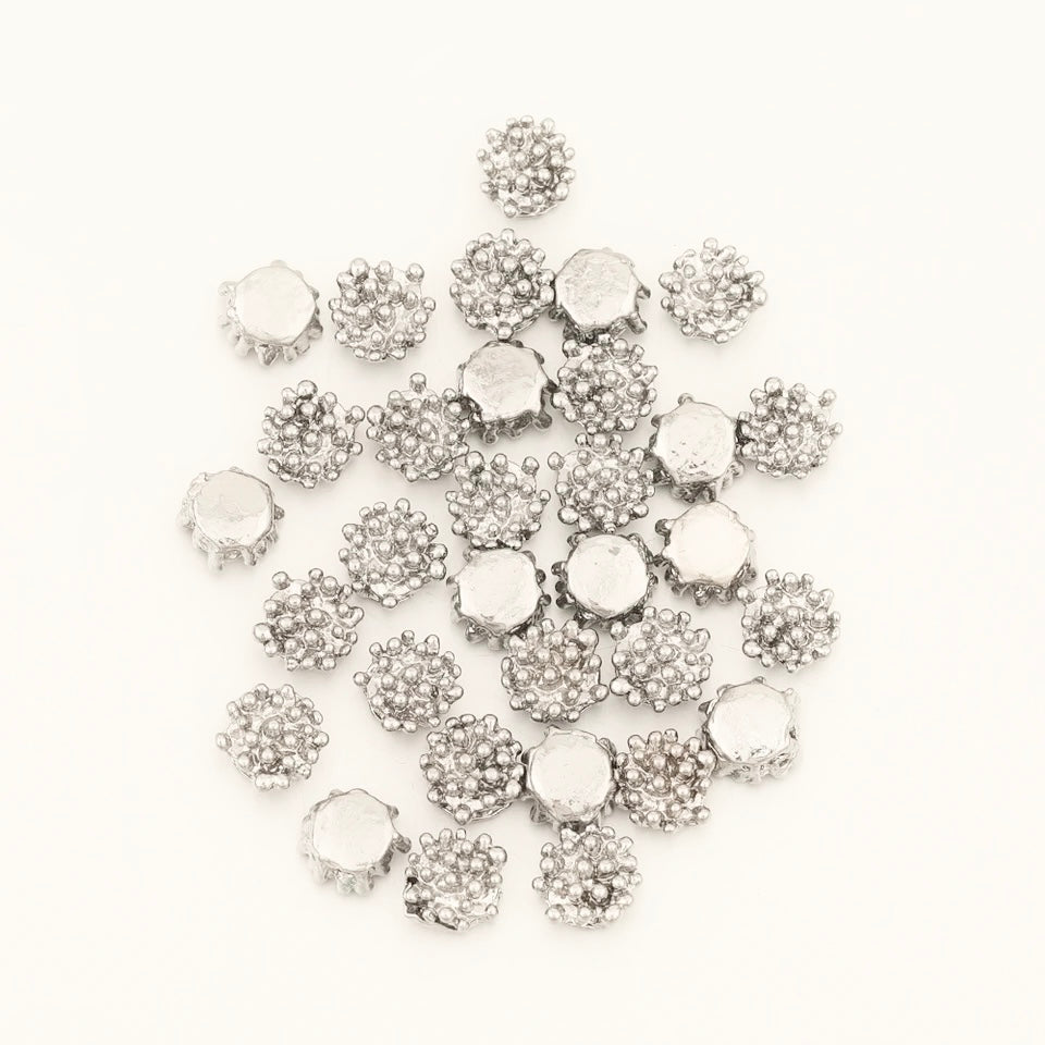 Tiny Flower centre embellishments rhodium plated x 10 pieces