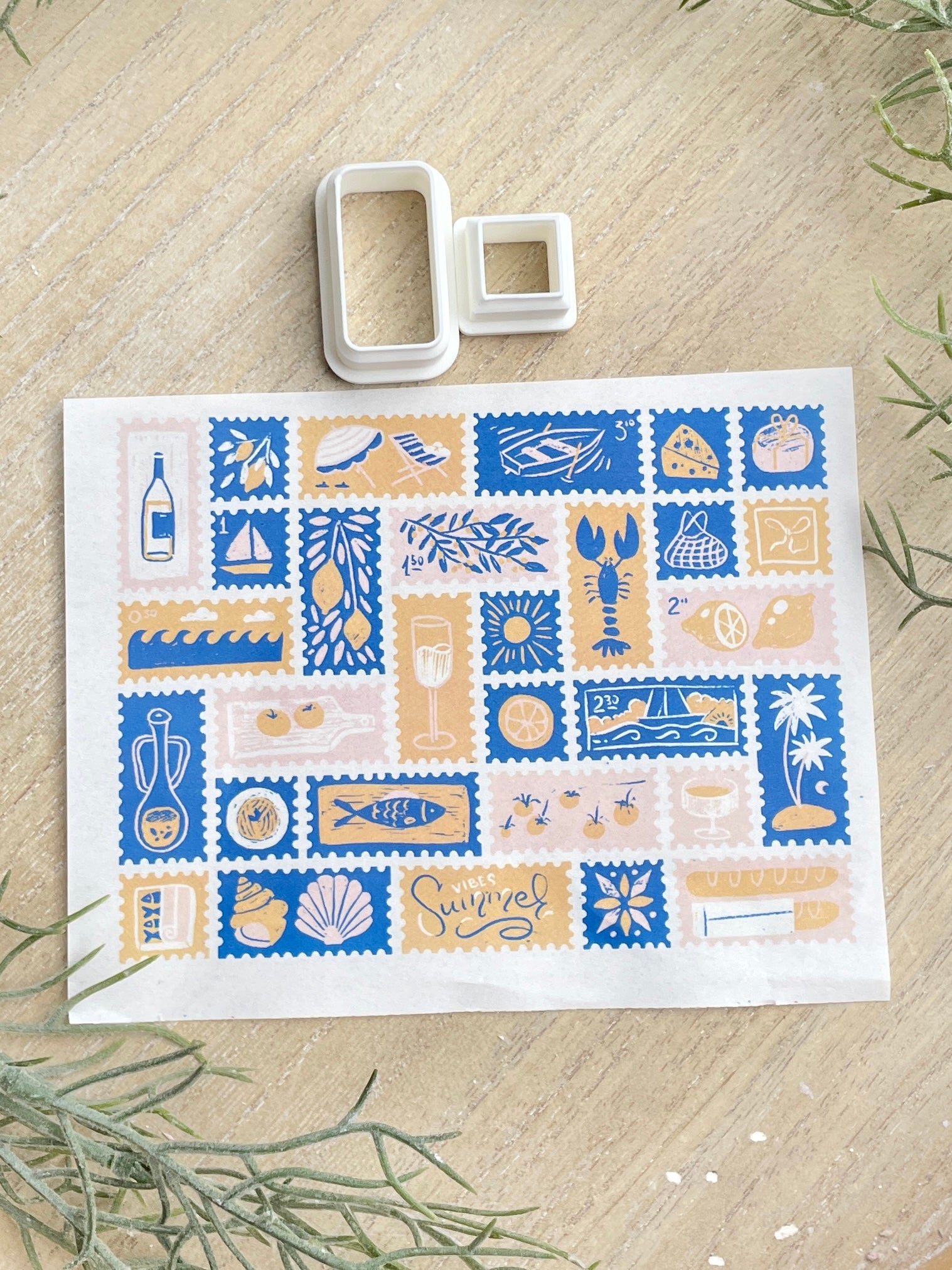 Mediterranean coastal paper and cutter set STYLE 2