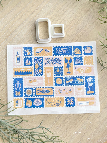 Mediterranean coastal paper and cutter set STYLE 2