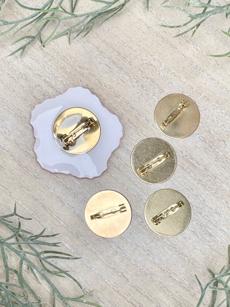Flat round brooch settings x 10