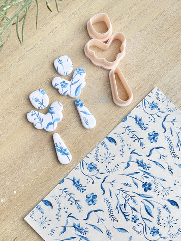 This gorgeous dainty Cutter measures top 1.5cm, middle 2.5cm x 3cm, bottom drop is 2.8cm x 1cm. Floral layered cutter set - optional transfer paper