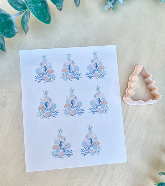 Coastal Christmas tree transfer paper