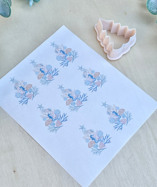 Coastal Christmas tree transfer paper