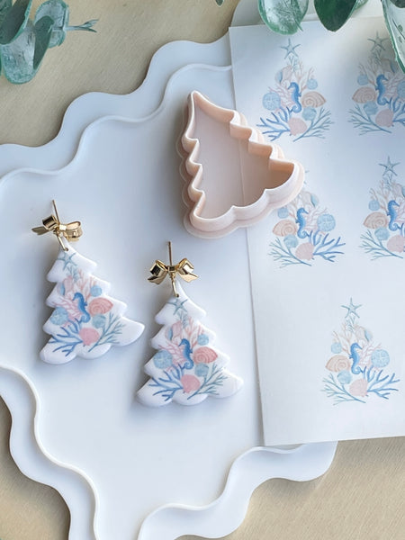 Coastal Christmas tree transfer paper