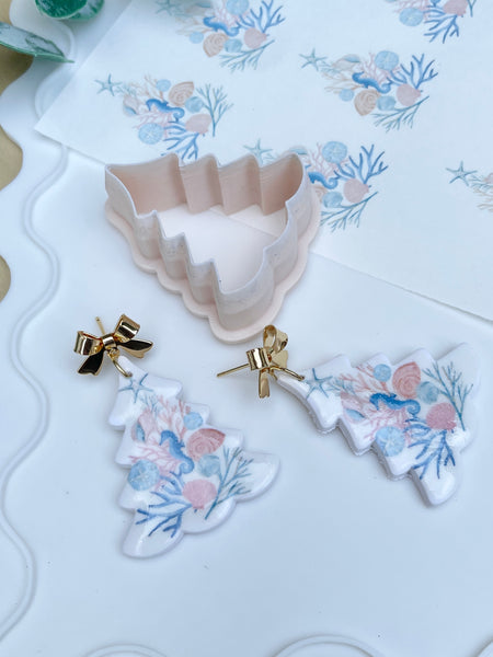 Coastal Christmas tree transfer paper