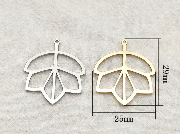 Gold plated leaf charms x 4 pieces
