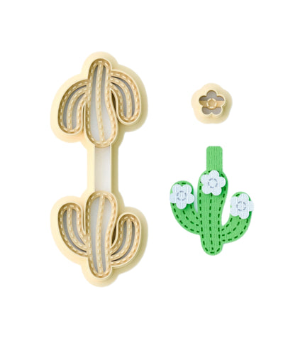 Cactus with flowers Keyring cutter 2 piece set