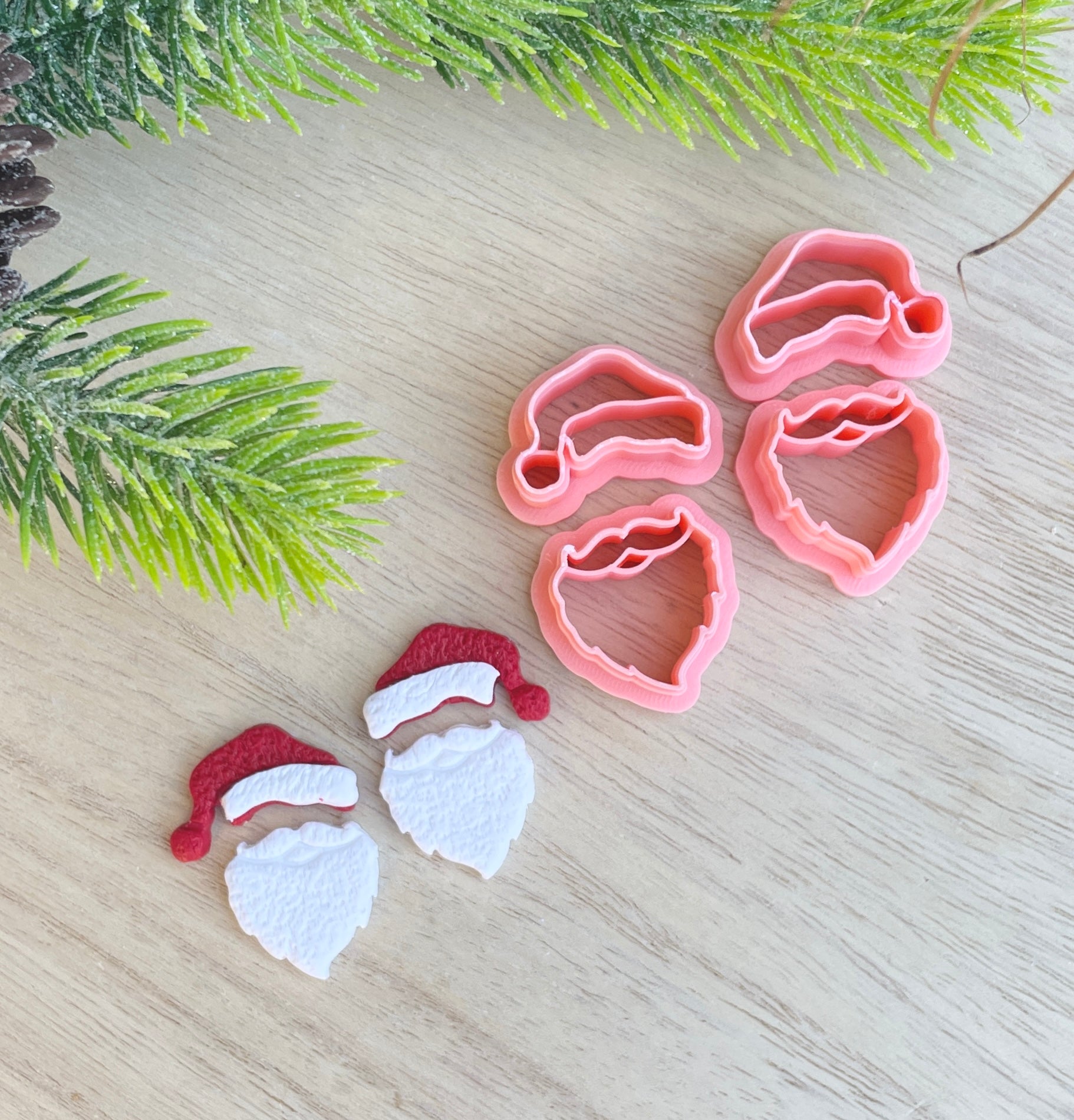 Santa hat & beard mirrored set of 4 pieces