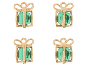 Green glass gift charms x 4 pieces