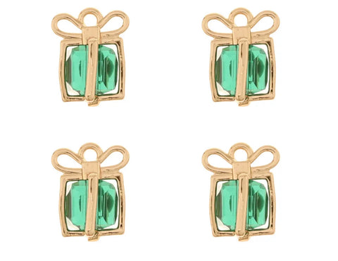 Green glass gift charms x 4 pieces