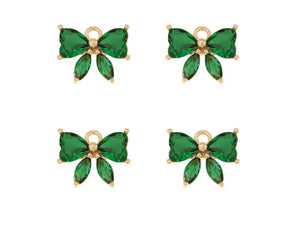 Green bow charms x 4 pieces