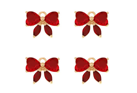 Red bow charms x 4 pieces