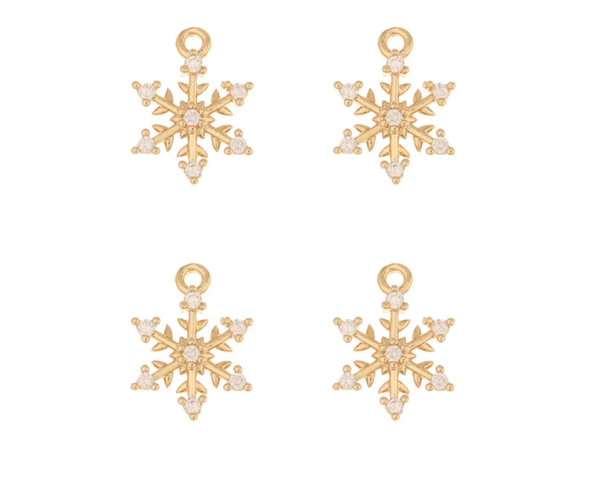 Snowflake diamante charm x 4 pieces STYLE 1
