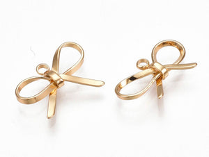 Genuine 18k gold plated bow charm x 4
