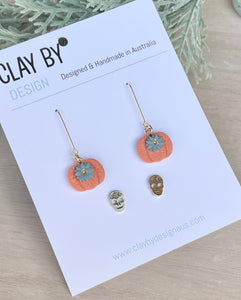 Pumpkin dangles & stainless steel stud duo sets (orange)