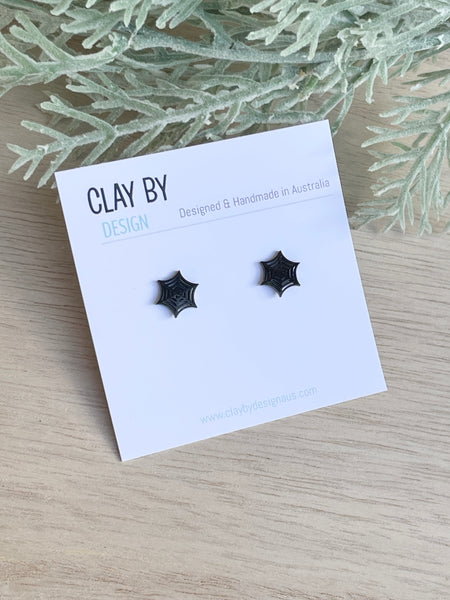 Stainless steel black plated spider web studs