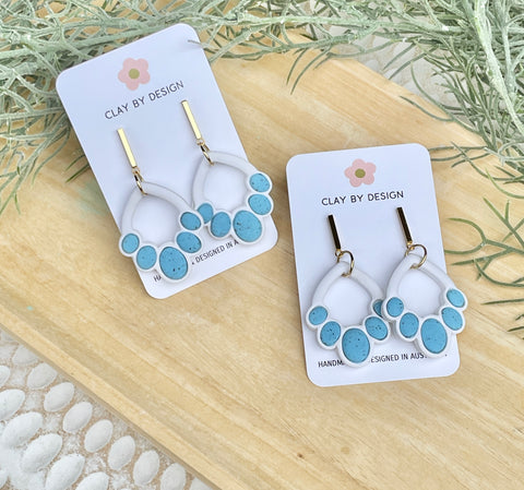 White & turquoise granite drop dangles