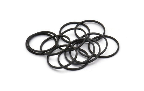 Black circle charm 2.5cm connector x 6 pieces