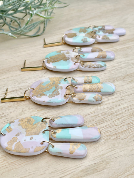 Pastel Marble & gold dangles