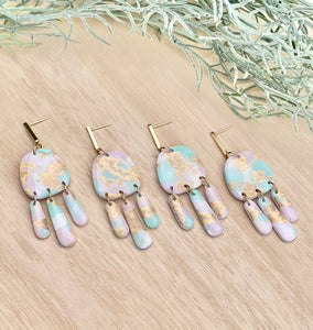 Pastel Marble & gold dangles