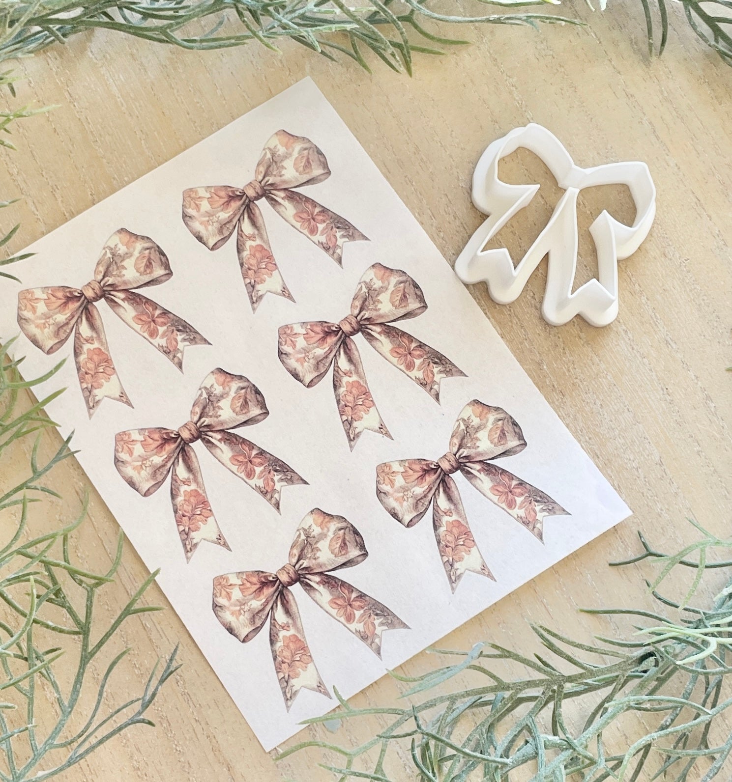 Vintage Christmas Bow transfer paper & cutter set