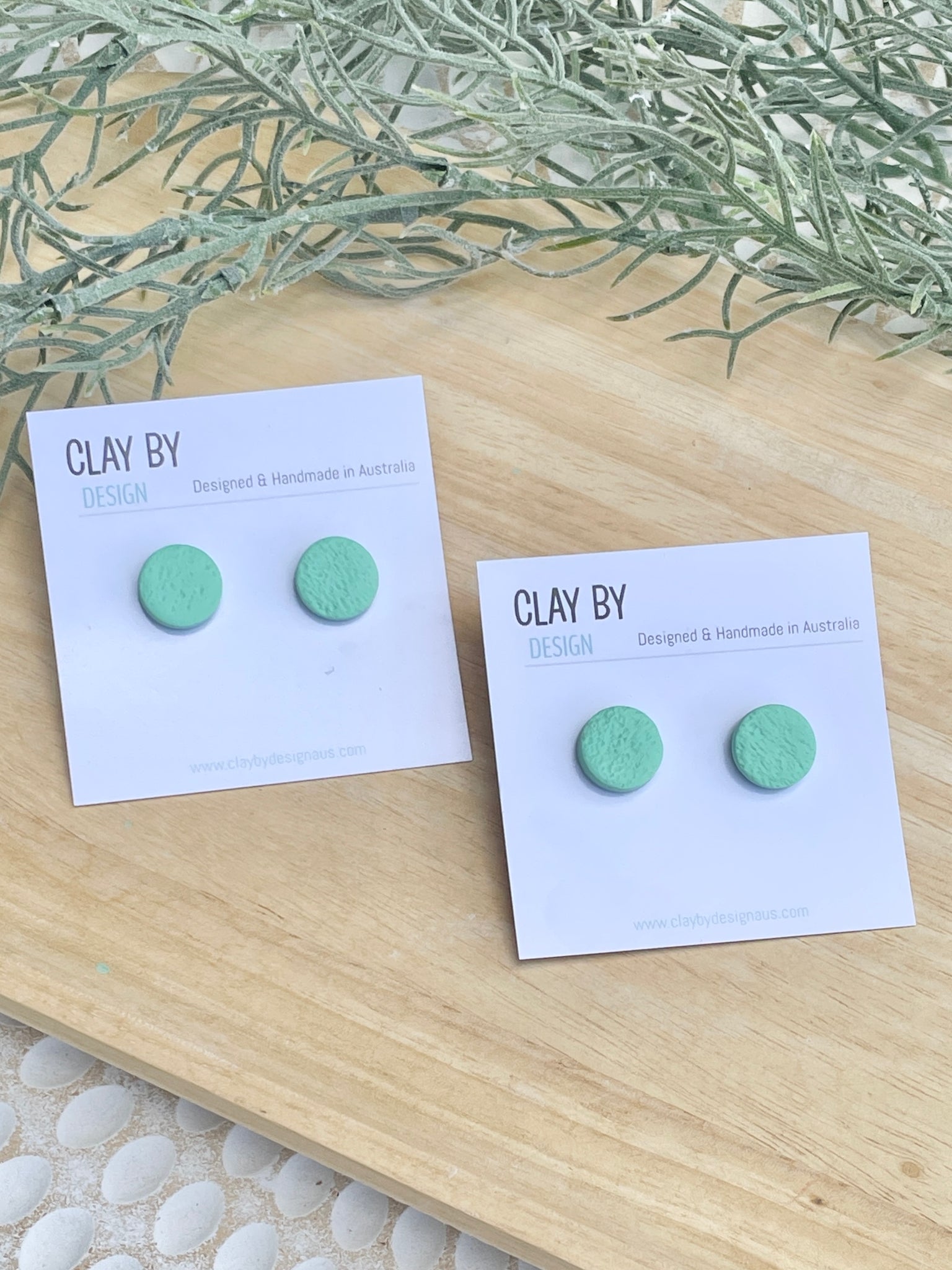 Textured Mint round studs