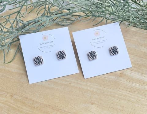 Beige & black square aztec studs (Copy)