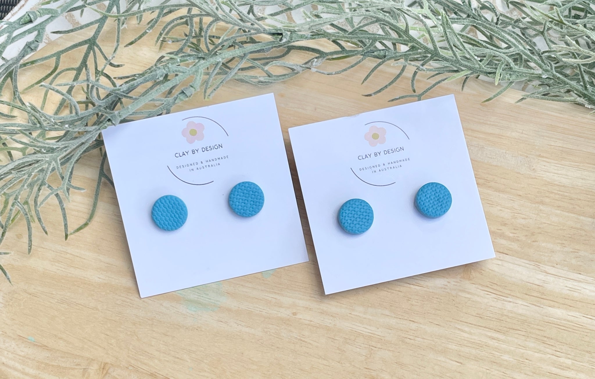 Blue textured round studs