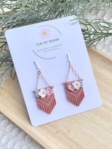 Clay floral Macrame inspired dangles