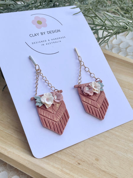 Clay floral Macrame inspired dangles