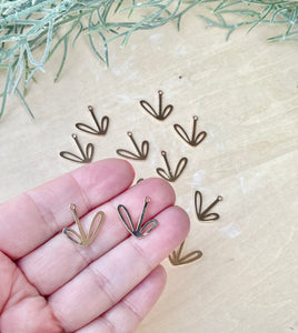 Flower stem charms x 6 pieces available in gold and silver