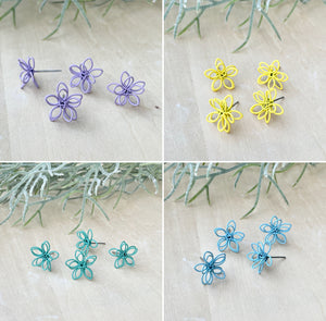 Coloured Flower stud tops x 4