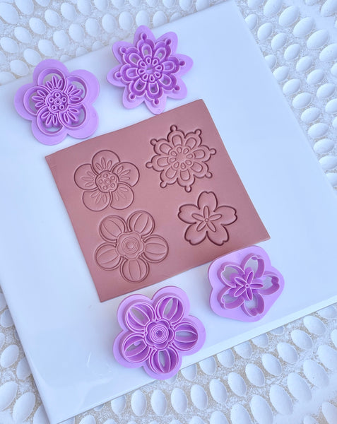 Flower stamps - set of 4 designs