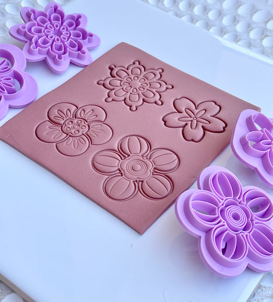 Flower stamps - set of 4 designs