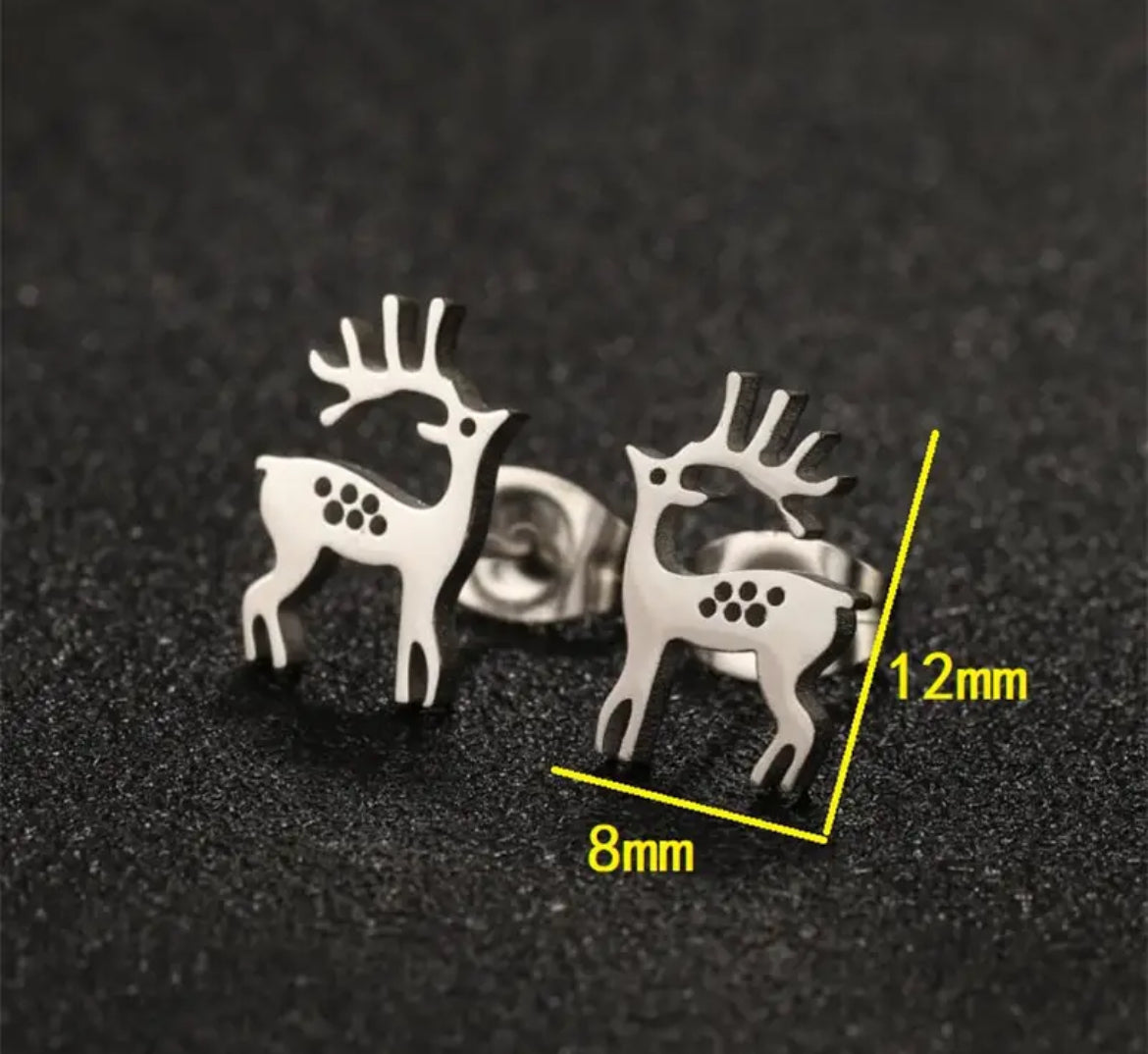 Reindeer plated stainless steel stud add ons - 1 pair