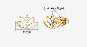 Lotus flower gold plated stainless steel stud add ons - 1 pair